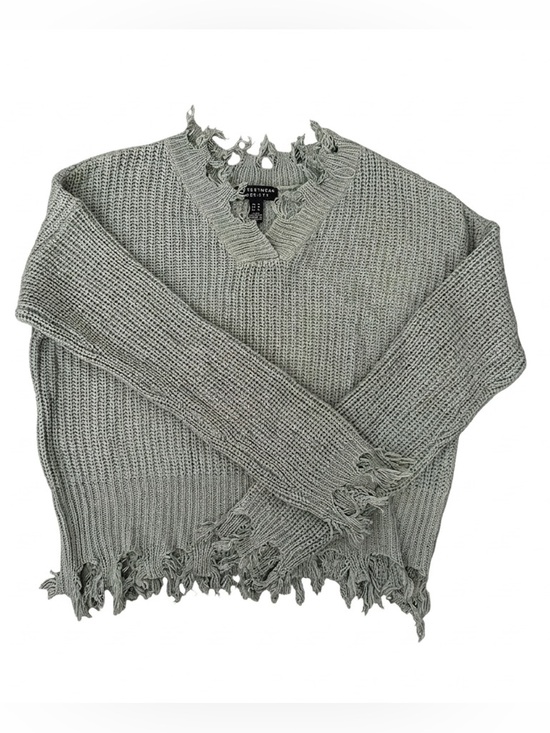Streetwear Society Sweaters - NWOT Women’s Sage Grey/ Green V-Neck Distressed Sweater Size Medium
